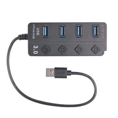HUB USB Haxly HUBi U4-S 4xUSB 3.0 c/Switch y Led - Black